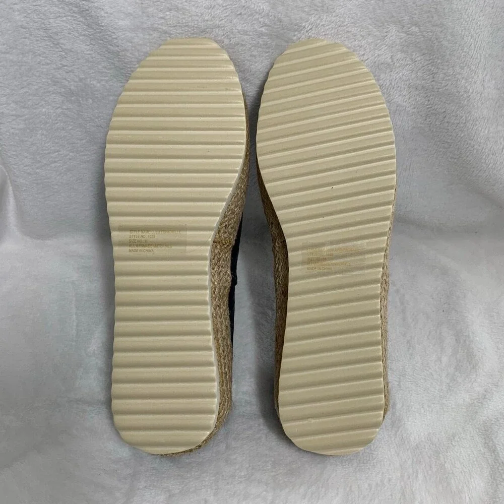 Electric Karma Lulu Espadrille Slip On Womens‎ 11 Navy Blue Embossed Platform